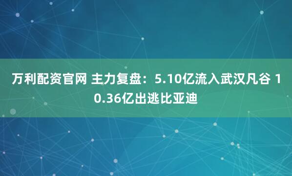 万利配资官网 主力复盘：5.10亿流入武汉凡谷 10.36亿出逃比亚迪